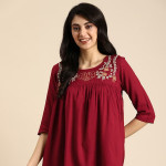 Floral Embroidered Thread Work Pleated Kurti