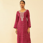 Ethnic Motifs Printed Sequined & Gotta Patti Unstitched Dress Material